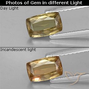 0.87ct Naturale Marrone dorato Granato cangiante, Cuscino, VS