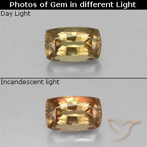 0.97ct Naturale Marrone dorato Granato cangiante, Cuscino, VS-SI