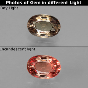 Granato cangiante naturale cangiante da 0,64 ct, taglio ovale, VVS