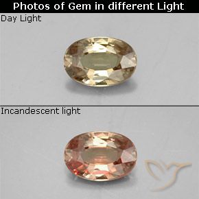 0.58ct Naturale Marrone dorato Granato cangiante, Ovale, VVS-VS