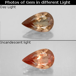 Granato cangiante naturale marrone da 0,93 ct, taglio a pera, VS