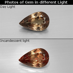Granato cangiante naturale multicolore da 1,79 ct, taglio a pera, VS-SI