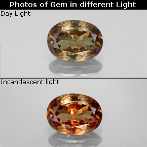 Granato cangiante Marrone dorato ad arancione naturale da 1.55 ct, Taglio ovale, VS