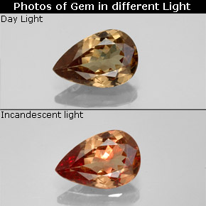 Granato cangiante Marrone chiaro naturale da 1.41 ct, Forma a pera, VS