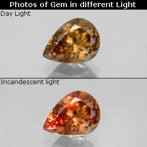 Granato cangiante naturale multicolore da 1,61 ct, taglio a pera, VS-SI