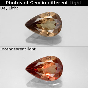 Granato cangiante naturale multicolore da 1,58 ct, taglio a pera, VS-SI