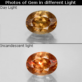 Granato cangiante Marrone dorato ad arancione naturale da 1.62 ct, Taglio ovale, VS-SI