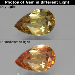 Granato cangiante naturale multicolore da 0,47 ct, taglio a pera, VVS
