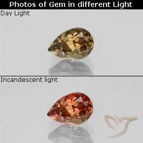 0.61ct Naturale Marrone dorato Granato cangiante, Forma a pera, VVS-VS