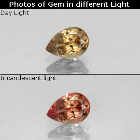Granato cangiante naturale multicolore da 0,57 ct, taglio a pera, VS