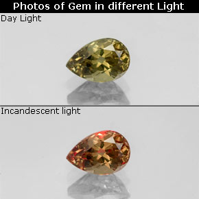 Granato cangiante naturale multicolore da 0,63 ct, taglio a pera, VS