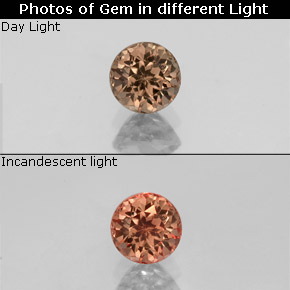 Granato cangiante Marrone dorato ad arancione naturale da 0.61 ct, Taglio rotondo, VVS-VS