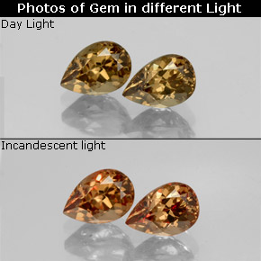 Gemme di Granato cangiante Marrone dorato naturale da 1.34 ct, Forma a pera, VVS-VS