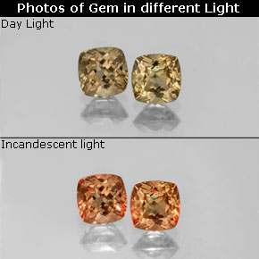 Gemme di Granato cangiante Marrone dorato ad arancione naturale da  ct, Taglio a cuscino, VVS-VS