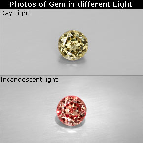 Granato cangiante naturale multicolore da 0,44 ct, taglio rotondo, VS