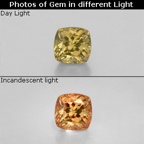 Granato cangiante Marrone dorato ad arancione naturale da 0.50 ct, Taglio a cuscino, VS