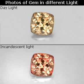 Granato cangiante naturale multicolore da 0,53 ct, taglio a cuscino, VS