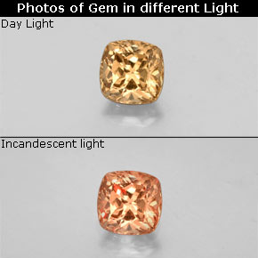 Granato cangiante naturale multicolore da 0,46 ct, taglio a cuscino, VS
