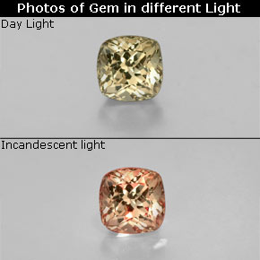 Granato cangiante naturale multicolore da 0,47 ct, taglio a cuscino, VS