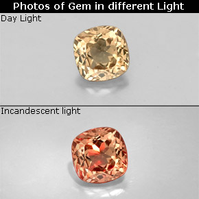 Granato cangiante naturale multicolore da 0,57 ct, taglio a cuscino, VS