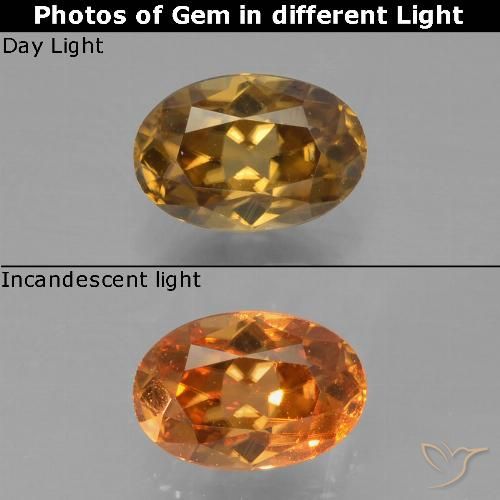 Granato cangiante naturale dorato da 0,72 ct, taglio ovale, VVS-VS
