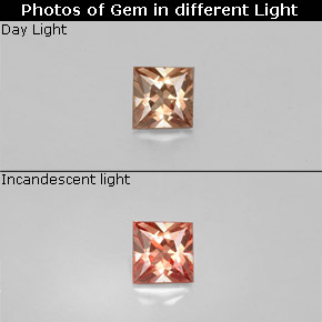 Granato cangiante naturale multicolore da 0,36 ct, quadrato, VS
