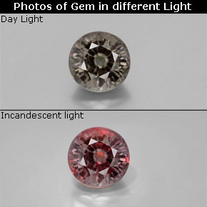 Granato cangiante naturale multicolore da 1,18 ct, taglio rotondo, VS-SI
