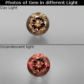 Granato cangiante naturale multicolore da 1,10 ct, taglio rotondo, VS