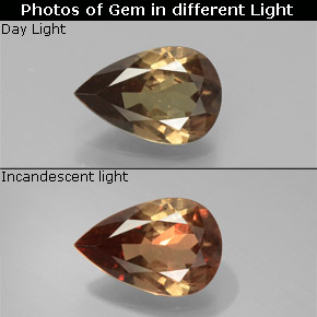 Granato cangiante Marrone dorato ad arancione naturale da 1.56 ct, Forma a pera, VS-SI