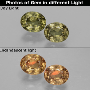 Granato cangiante naturale multicolore da 1,41 ct, taglio ovale, VS