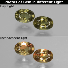 Gemme di Granato cangiante Giallo dorato naturale da 1.37 ct, Taglio ovale, VS