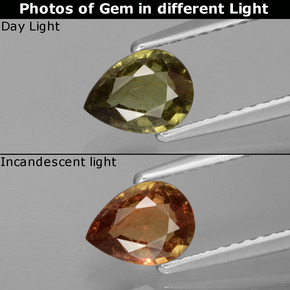 Granato cangiante naturale multicolore da 0,83 ct, taglio a pera, VS