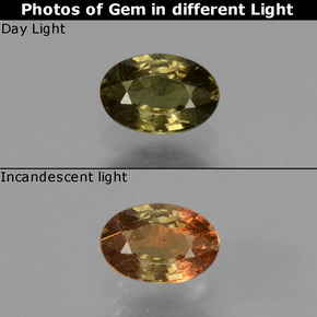 Granato cangiante naturale giallo da 0,63 ct, taglio ovale, VS