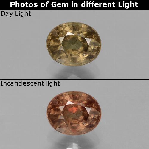 Granato cangiante naturale marrone da 0,81 ct, taglio ovale, VS