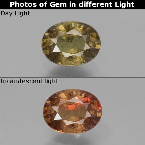 Granato cangiante naturale marrone da 0,85 ct, taglio ovale, VS