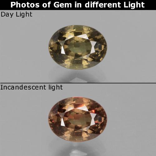 Granato cangiante naturale marrone da 0,74 ct, taglio ovale, VS