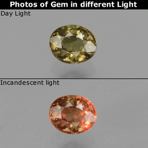 Granato cangiante naturale multicolore da 0,57 ct, taglio ovale, VS