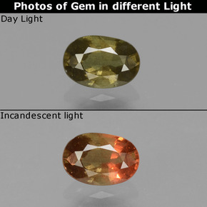 Granato cangiante naturale cangiante da 0,62 ct, taglio ovale, VS