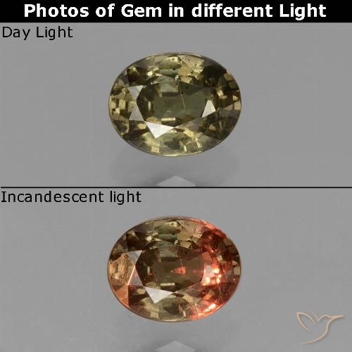 Granato cangiante naturale marrone da 0,87 ct, taglio ovale, VS
