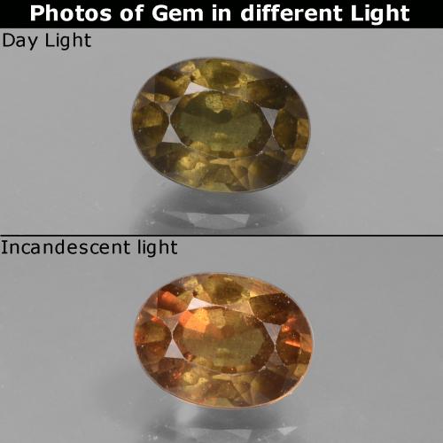 Granato cangiante naturale marrone da 1,32 ct, taglio ovale, VS-SI