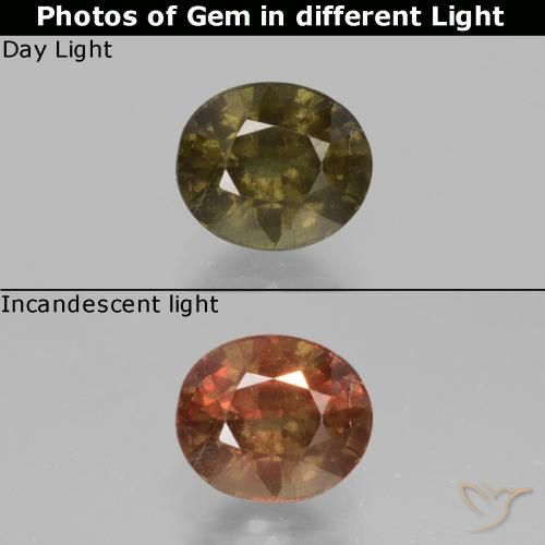 Granato cangiante naturale marrone da 1,33 ct, taglio ovale, VS-SI