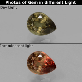 Granato cangiante naturale multicolore da 0,48 ct, taglio a pera, VS