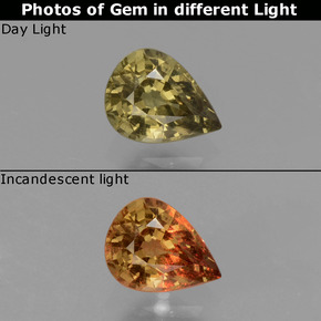Granato cangiante naturale multicolore da 0,42 ct, taglio a pera, VS
