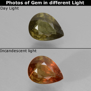 Granato cangiante naturale multicolore da 0,50 ct, taglio a pera, VS