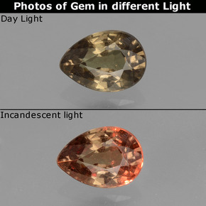 Granato cangiante naturale multicolore da 0,52 ct, taglio a pera, VS