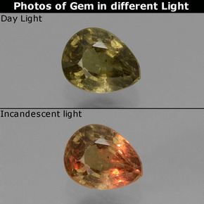 Granato cangiante naturale multicolore da 0,59 ct, taglio a pera, VS-SI
