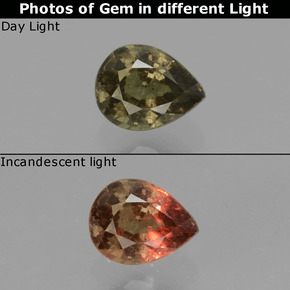 Granato cangiante naturale multicolore da 0,52 ct, taglio a pera, VS