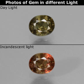 Granato cangiante naturale multicolore da 0,53 ct, taglio ovale, VS