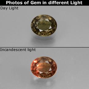 Granato cangiante naturale cangiante da 0,60 ct, taglio ovale, VS