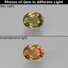 Granato cangiante naturale cangiante da 0,59 ct, taglio ovale, VS